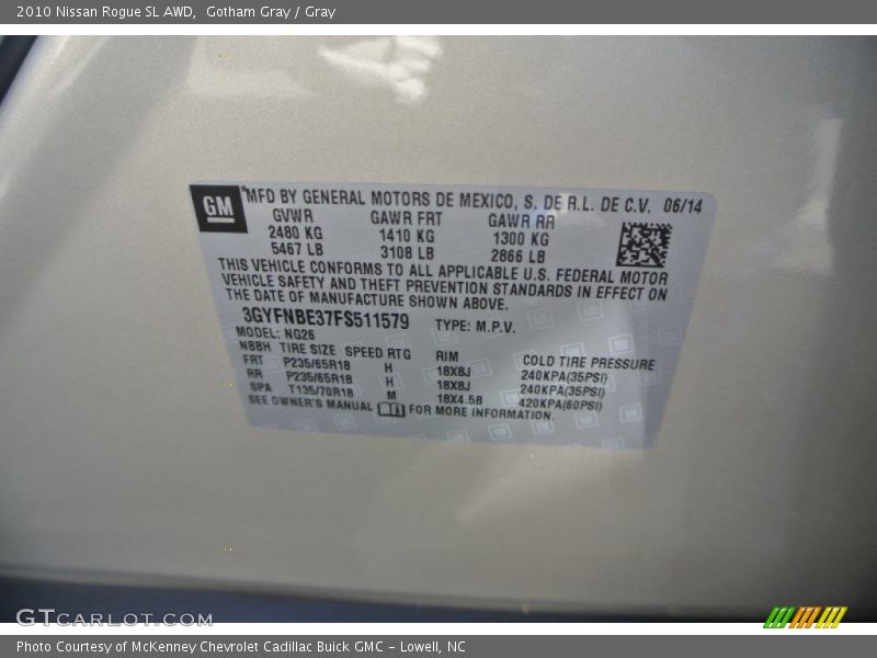 Gotham Gray / Gray 2010 Nissan Rogue SL AWD