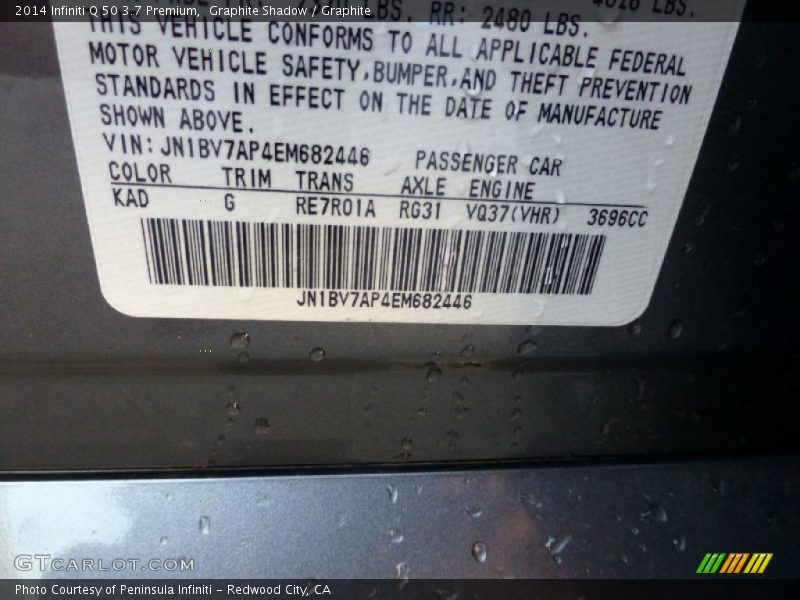 Graphite Shadow / Graphite 2014 Infiniti Q 50 3.7 Premium