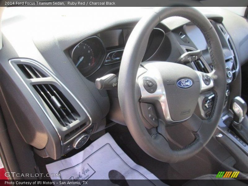Ruby Red / Charcoal Black 2014 Ford Focus Titanium Sedan