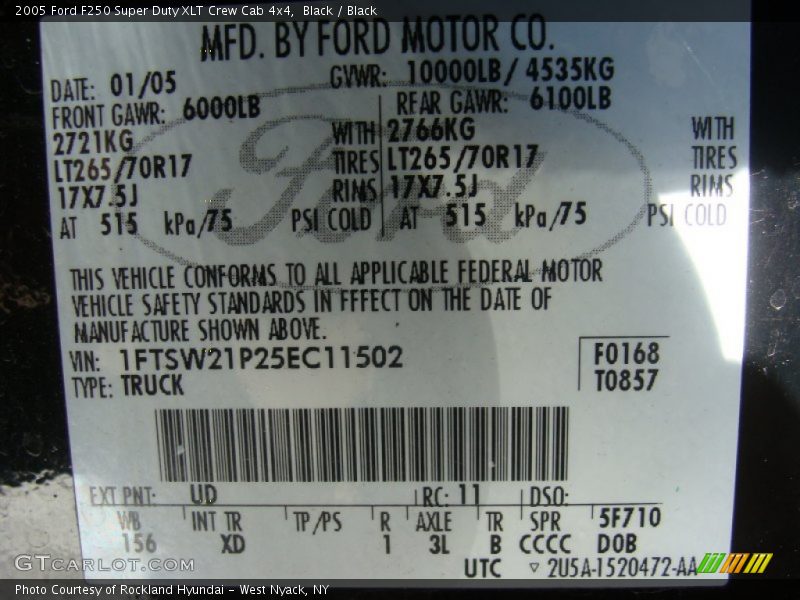 Black / Black 2005 Ford F250 Super Duty XLT Crew Cab 4x4