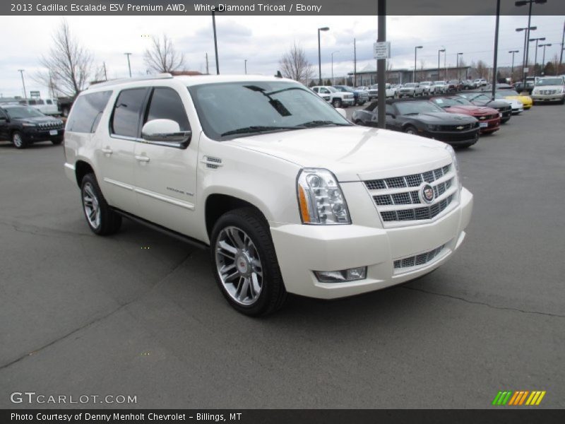 White Diamond Tricoat / Ebony 2013 Cadillac Escalade ESV Premium AWD