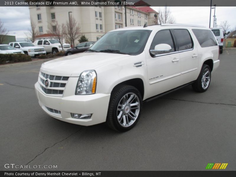 White Diamond Tricoat / Ebony 2013 Cadillac Escalade ESV Premium AWD