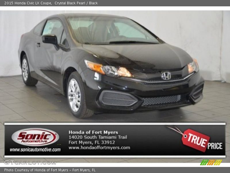 Crystal Black Pearl / Black 2015 Honda Civic LX Coupe