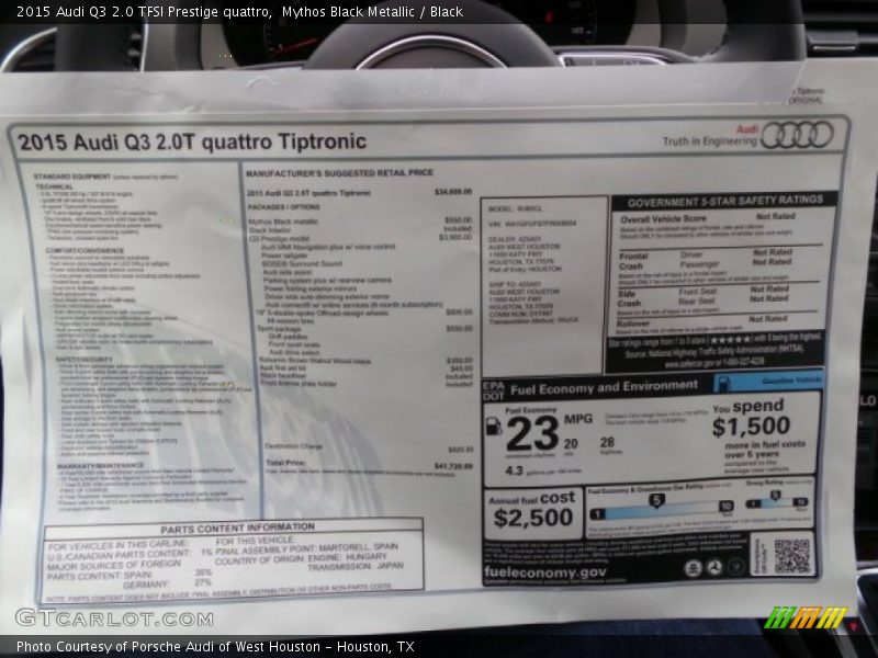  2015 Q3 2.0 TFSI Prestige quattro Window Sticker