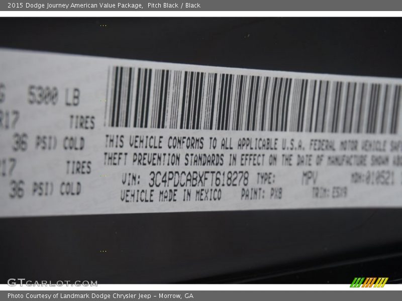 Pitch Black / Black 2015 Dodge Journey American Value Package
