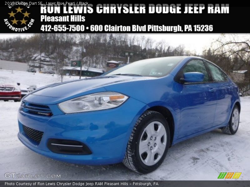 Laser Blue Pearl / Black 2015 Dodge Dart SE