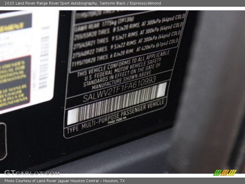 Santorini Black / Espresso/Almond 2015 Land Rover Range Rover Sport Autobiography