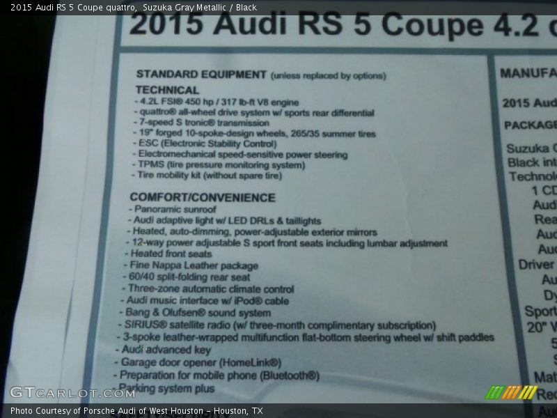  2015 RS 5 Coupe quattro Window Sticker