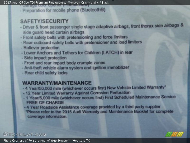 Monsoon Gray Metallic / Black 2015 Audi Q5 3.0 TDI Premium Plus quattro