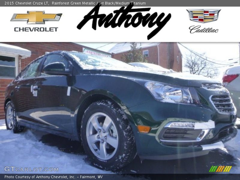 Rainforest Green Metallic / Jet Black/Medium Titanium 2015 Chevrolet Cruze LT