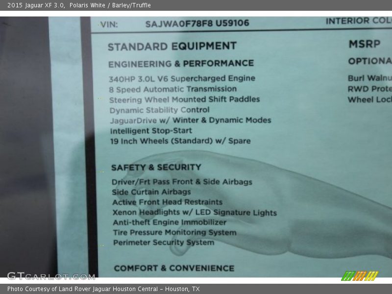 Polaris White / Barley/Truffle 2015 Jaguar XF 3.0