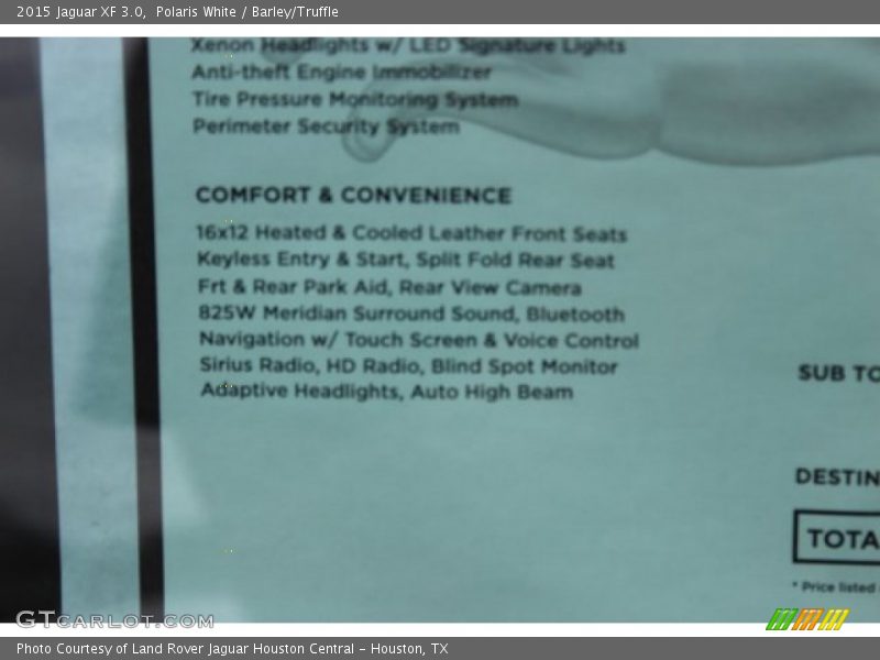 Polaris White / Barley/Truffle 2015 Jaguar XF 3.0