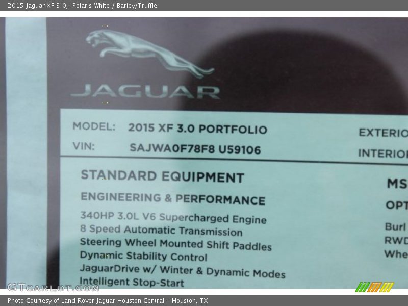 Polaris White / Barley/Truffle 2015 Jaguar XF 3.0