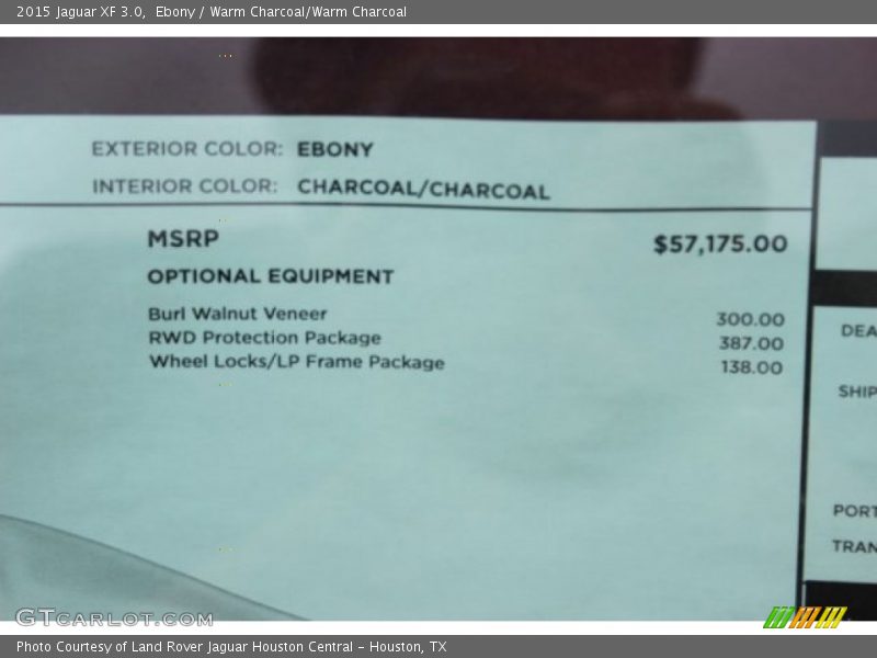 Ebony / Warm Charcoal/Warm Charcoal 2015 Jaguar XF 3.0
