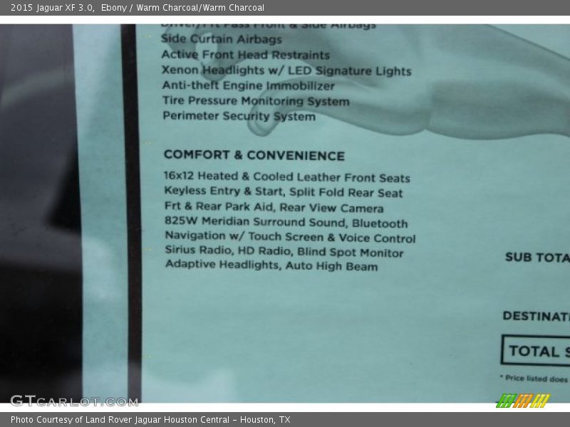 Ebony / Warm Charcoal/Warm Charcoal 2015 Jaguar XF 3.0