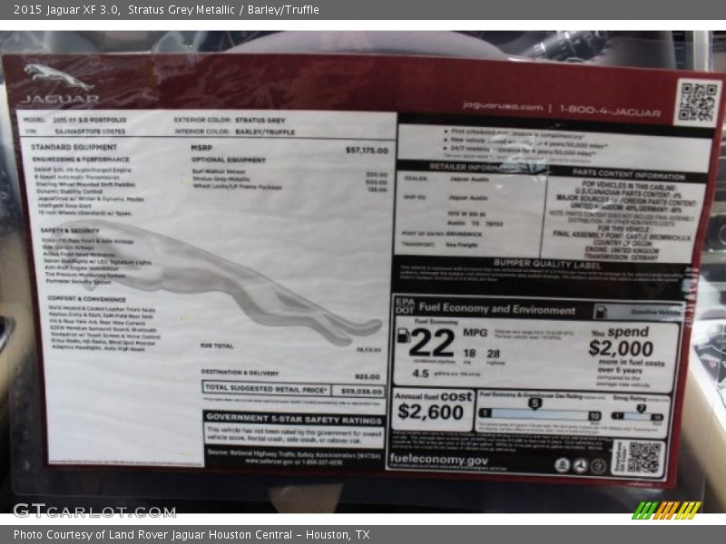Stratus Grey Metallic / Barley/Truffle 2015 Jaguar XF 3.0