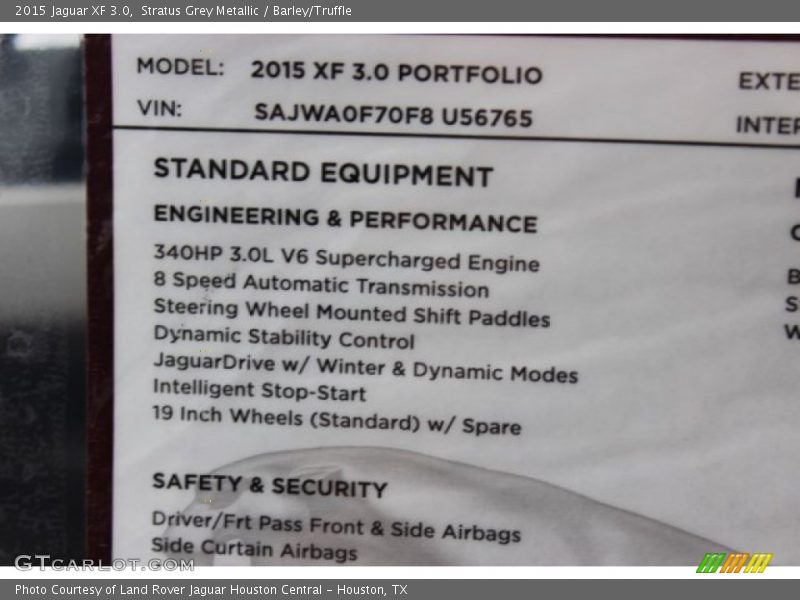 Stratus Grey Metallic / Barley/Truffle 2015 Jaguar XF 3.0