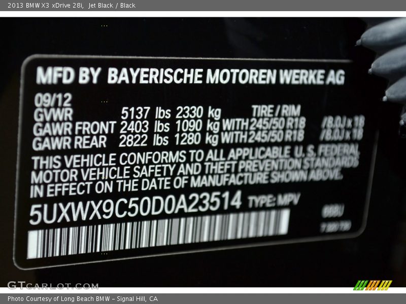 Jet Black / Black 2013 BMW X3 xDrive 28i