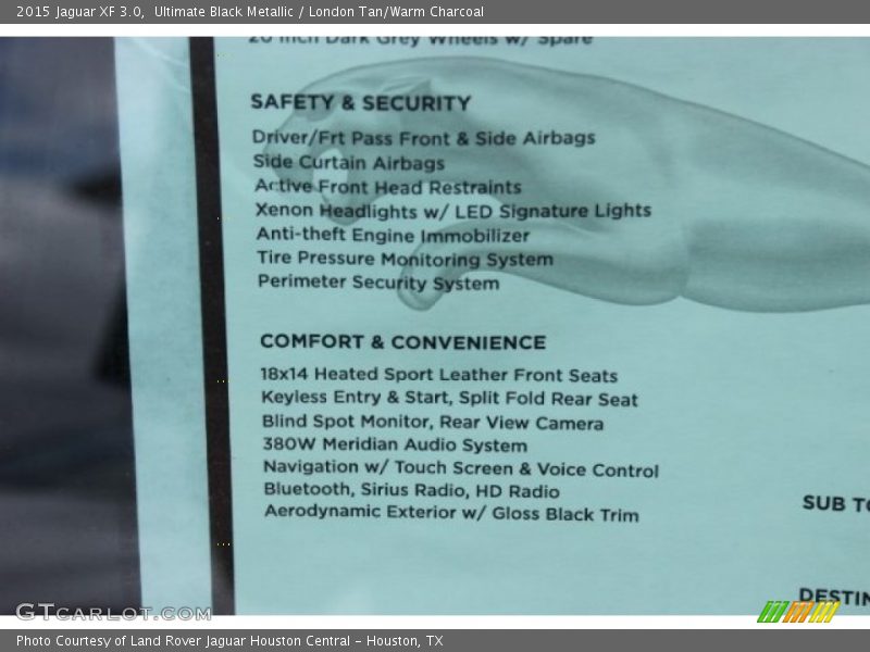  2015 XF 3.0 Window Sticker