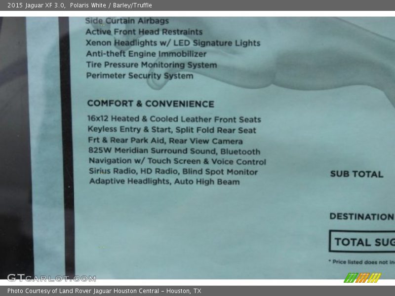  2015 XF 3.0 Window Sticker