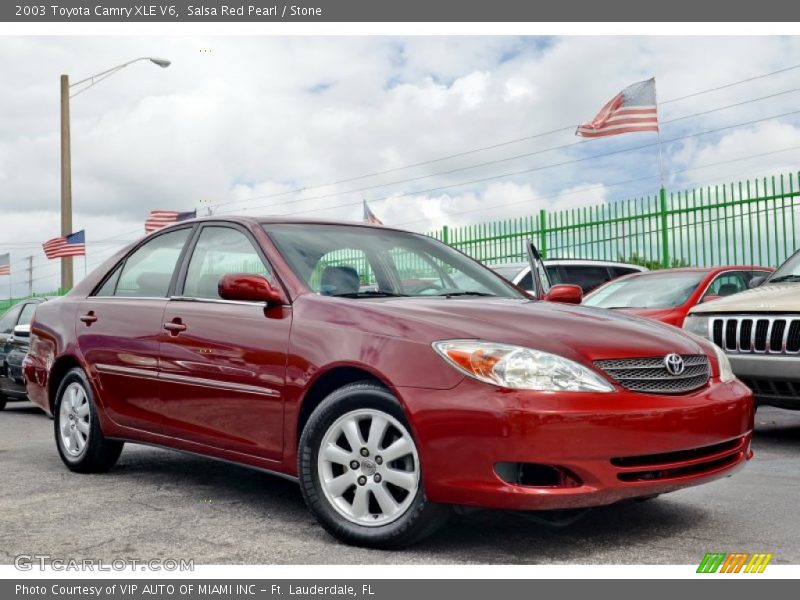 Salsa Red Pearl / Stone 2003 Toyota Camry XLE V6