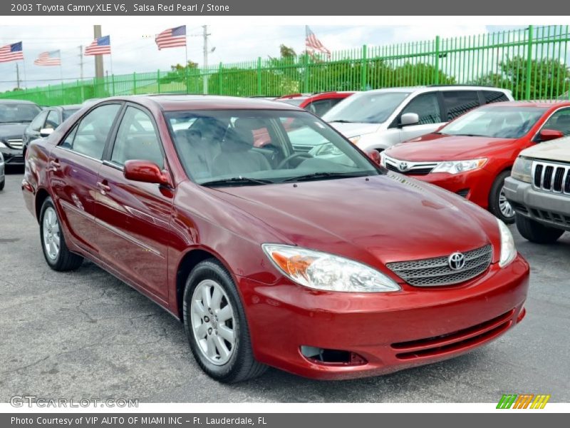 Salsa Red Pearl / Stone 2003 Toyota Camry XLE V6
