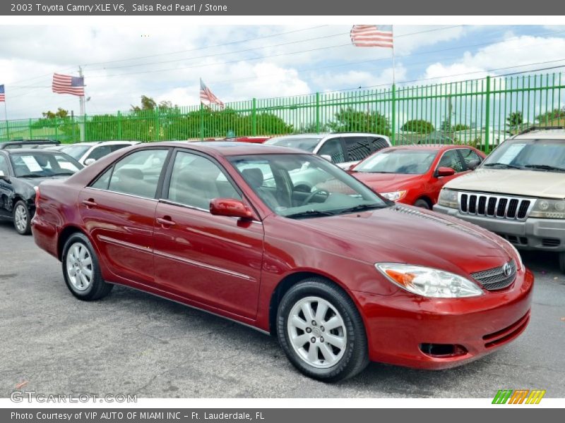 Salsa Red Pearl / Stone 2003 Toyota Camry XLE V6