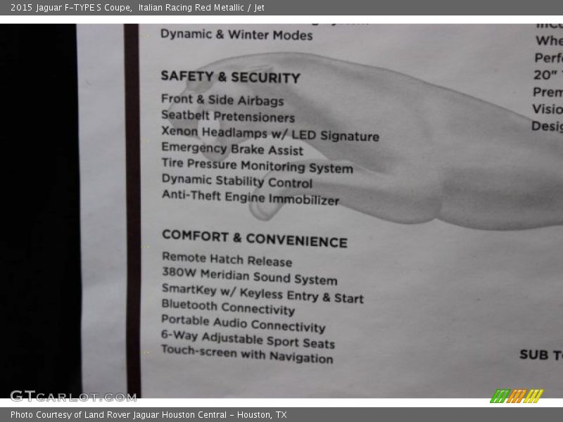  2015 F-TYPE S Coupe Window Sticker