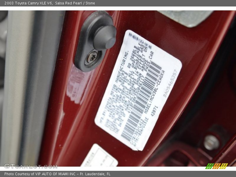 Salsa Red Pearl / Stone 2003 Toyota Camry XLE V6
