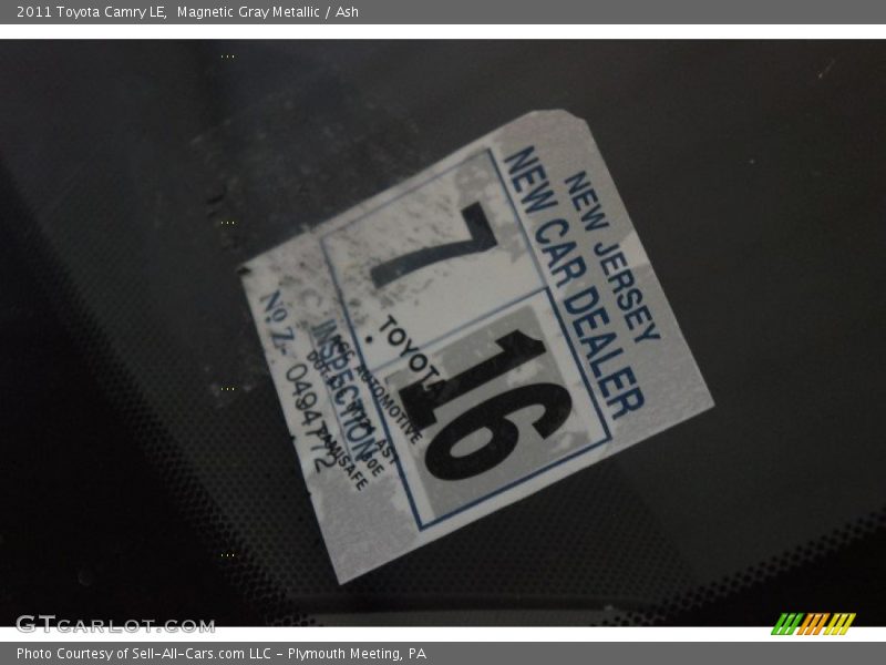 Magnetic Gray Metallic / Ash 2011 Toyota Camry LE