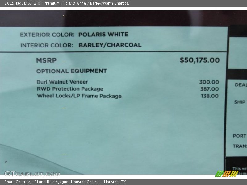 Polaris White / Barley/Warm Charcoal 2015 Jaguar XF 2.0T Premium
