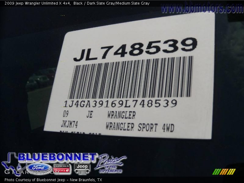 Black / Dark Slate Gray/Medium Slate Gray 2009 Jeep Wrangler Unlimited X 4x4