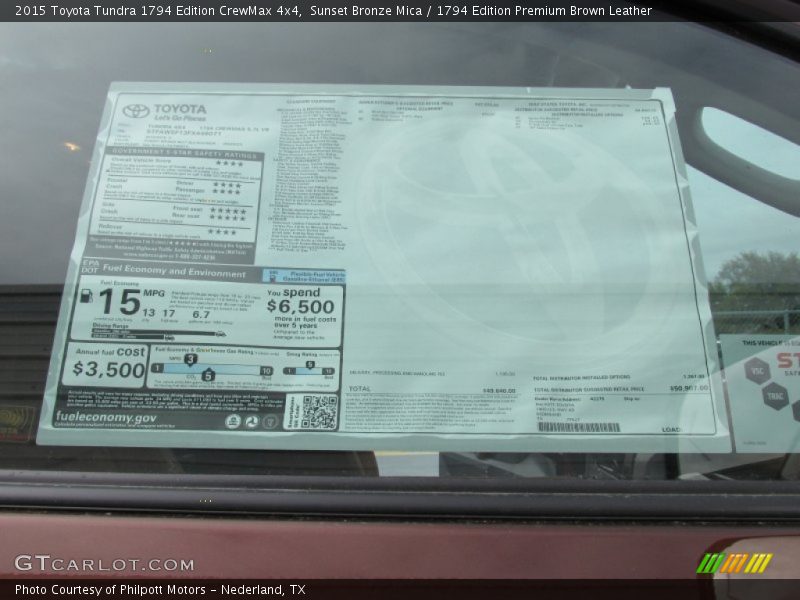  2015 Tundra 1794 Edition CrewMax 4x4 Window Sticker