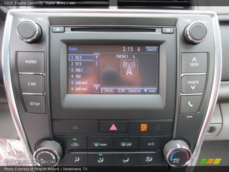 Controls of 2015 Camry LE