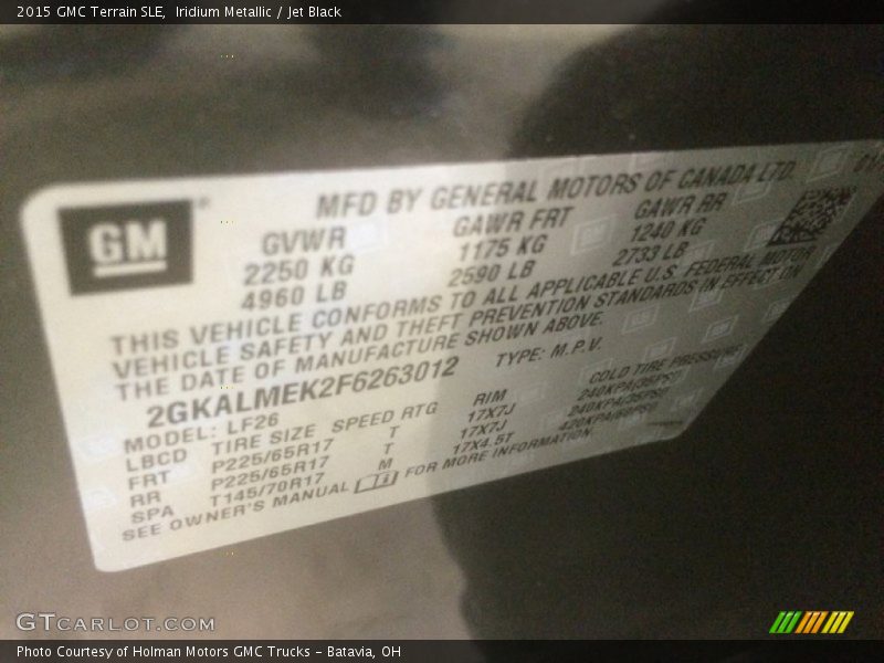 Iridium Metallic / Jet Black 2015 GMC Terrain SLE