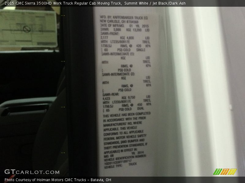 Summit White / Jet Black/Dark Ash 2015 GMC Sierra 3500HD Work Truck Regular Cab Moving Truck