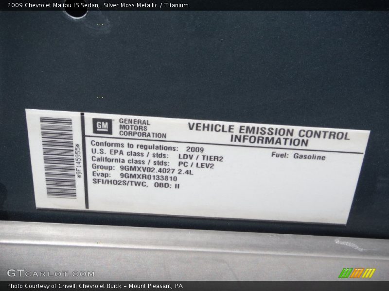 Silver Moss Metallic / Titanium 2009 Chevrolet Malibu LS Sedan