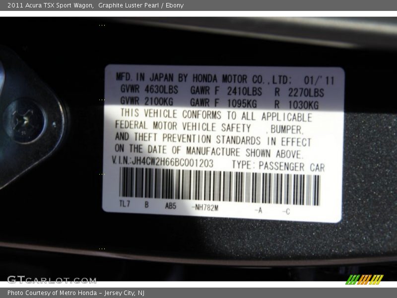 Graphite Luster Pearl / Ebony 2011 Acura TSX Sport Wagon