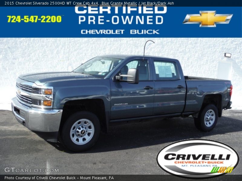 Blue Granite Metallic / Jet Black/Dark Ash 2015 Chevrolet Silverado 2500HD WT Crew Cab 4x4