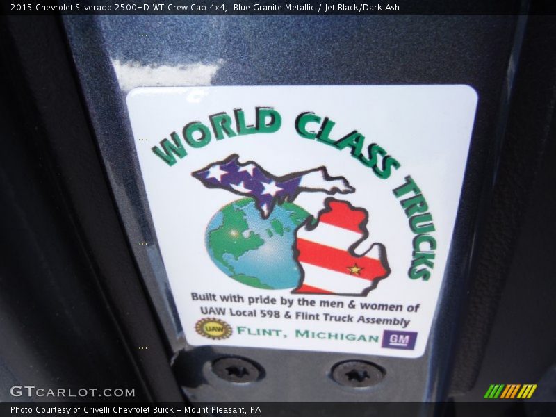 Blue Granite Metallic / Jet Black/Dark Ash 2015 Chevrolet Silverado 2500HD WT Crew Cab 4x4