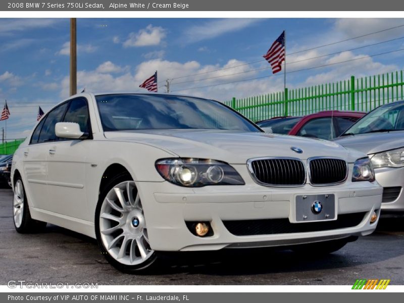 Alpine White / Cream Beige 2008 BMW 7 Series 750Li Sedan