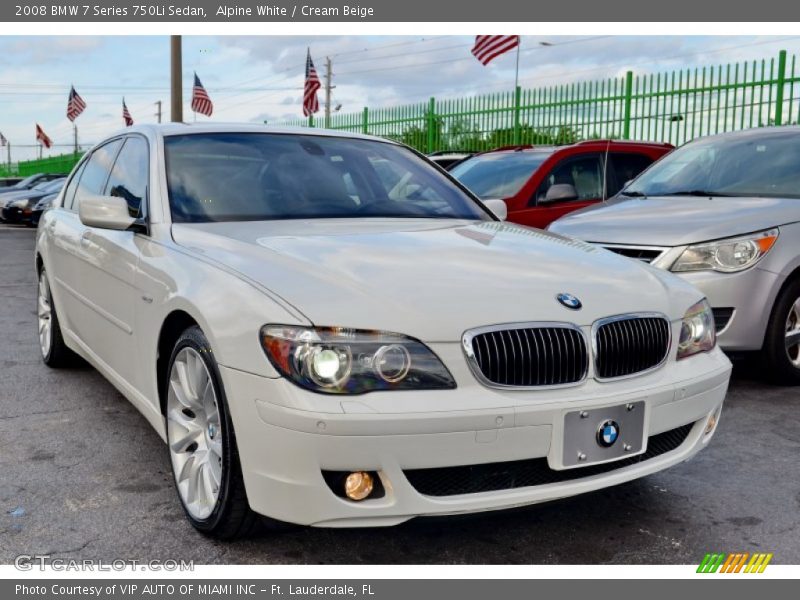 Alpine White / Cream Beige 2008 BMW 7 Series 750Li Sedan