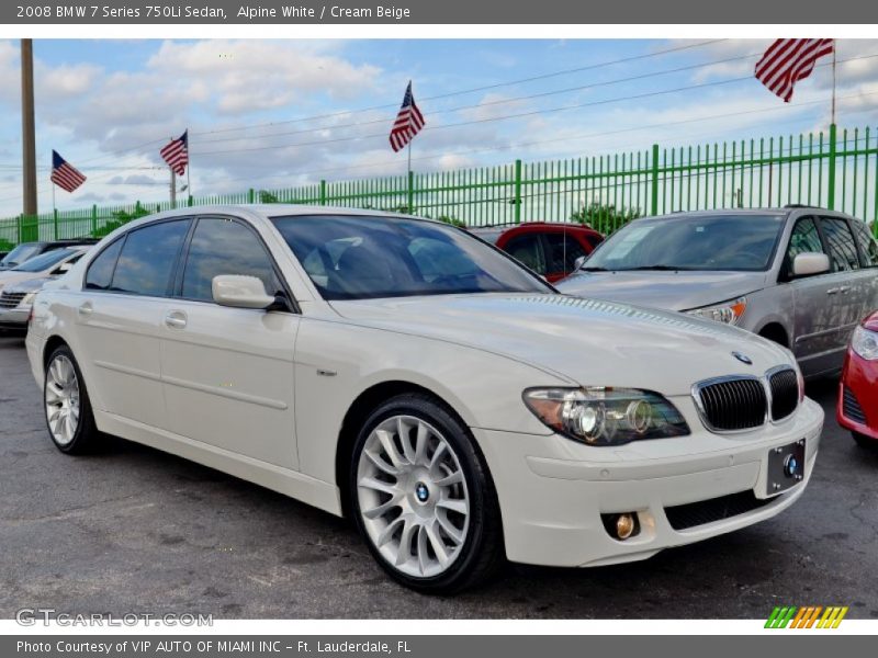 Alpine White / Cream Beige 2008 BMW 7 Series 750Li Sedan