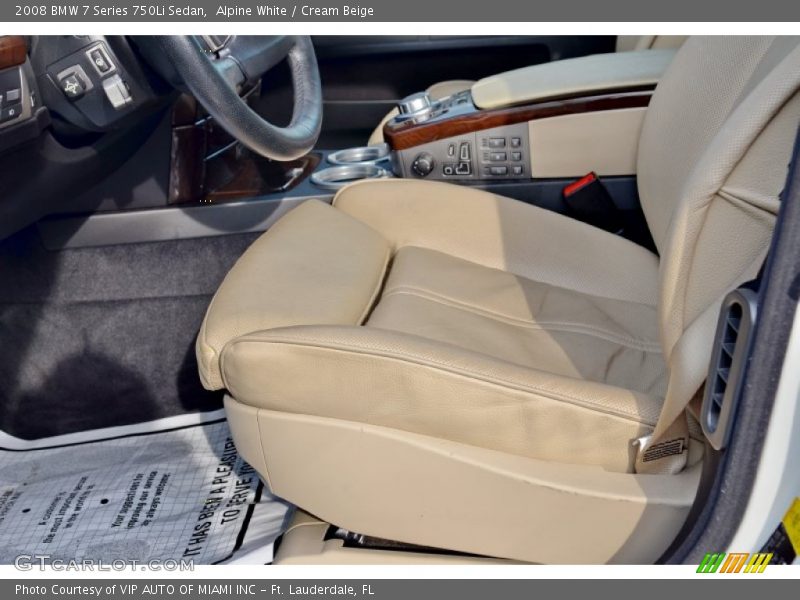 Alpine White / Cream Beige 2008 BMW 7 Series 750Li Sedan