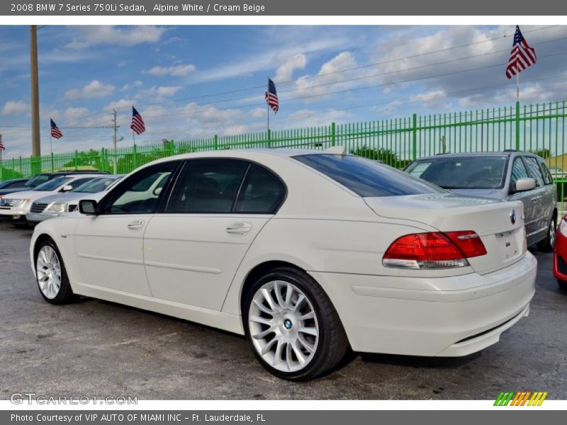 Alpine White / Cream Beige 2008 BMW 7 Series 750Li Sedan