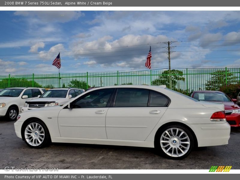 Alpine White / Cream Beige 2008 BMW 7 Series 750Li Sedan