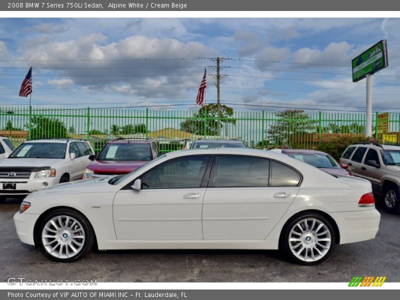 Alpine White / Cream Beige 2008 BMW 7 Series 750Li Sedan