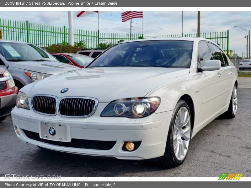 Alpine White / Cream Beige 2008 BMW 7 Series 750Li Sedan