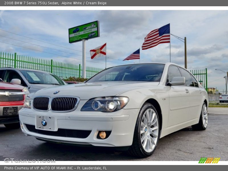 Alpine White / Cream Beige 2008 BMW 7 Series 750Li Sedan