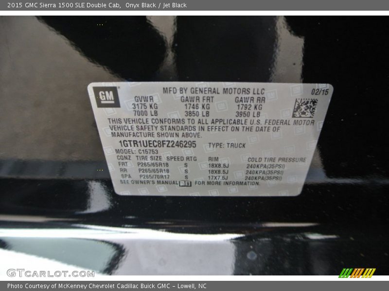 Onyx Black / Jet Black 2015 GMC Sierra 1500 SLE Double Cab